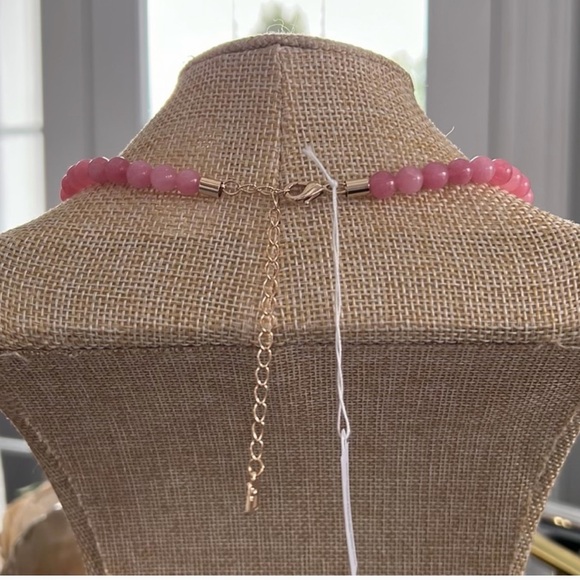 Park Lane Pink Beaded Necklace with Gold LOVE Charm - Picture 2 of 5